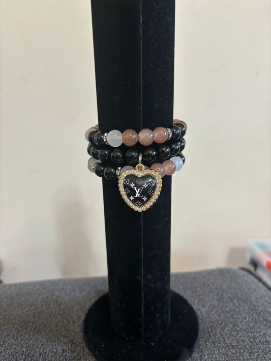 3 pc Black/Brown Designer Bracelet