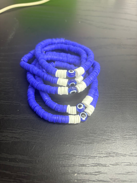 Clay blue evil eye bracelet